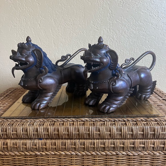 Bronze 18th century foo dogs the Paul lapis - Picture 8 of 16